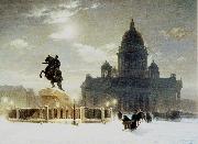 Vasily Surikov Bronze horseman oil on canvas